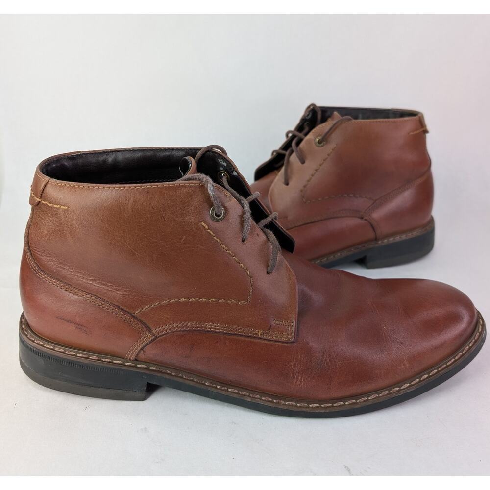 Rockport Chukka Boots Men 10.5 M Classic Break Shoes Brown Leather Work Bootie